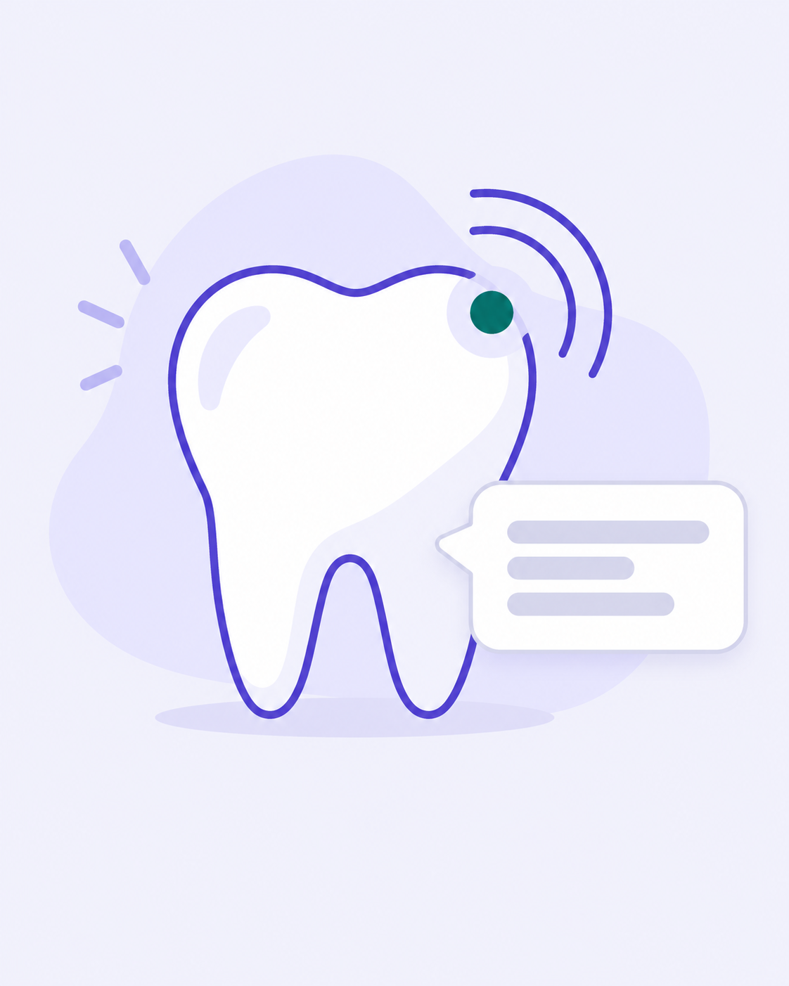 A tooth with an ache, next to a card describing the problem